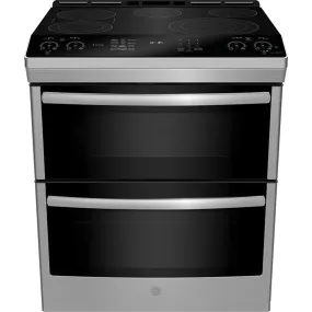 GE Profile 30" Slide-In Double Oven Electric Range with WiFi Connect Stainless Steel - PCS980YMFS