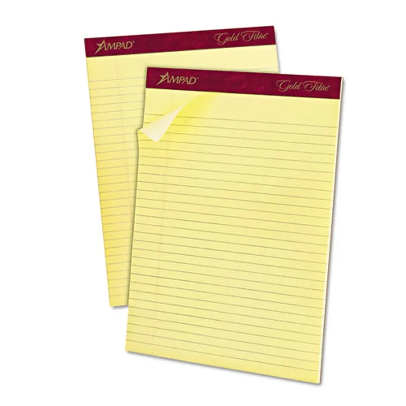 Gold Fiber Watermarked Writing Pads, Wide Rule, Letter Size, 16# Paper (12-pack, 50 sheet pads)