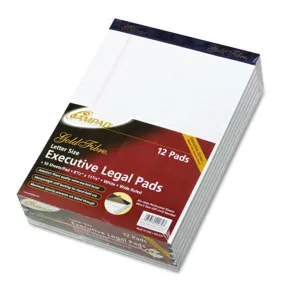 Gold Fiber Watermarked Writing Pads, Wide Rule, Letter Size, 16# Paper (12-pack, 50 sheet pads)