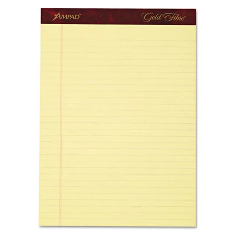 Gold Fibre Watermarked Writing Pads, Wide Rule, Letter Size, 20# Paper (4-pack, 50 sheet pads)