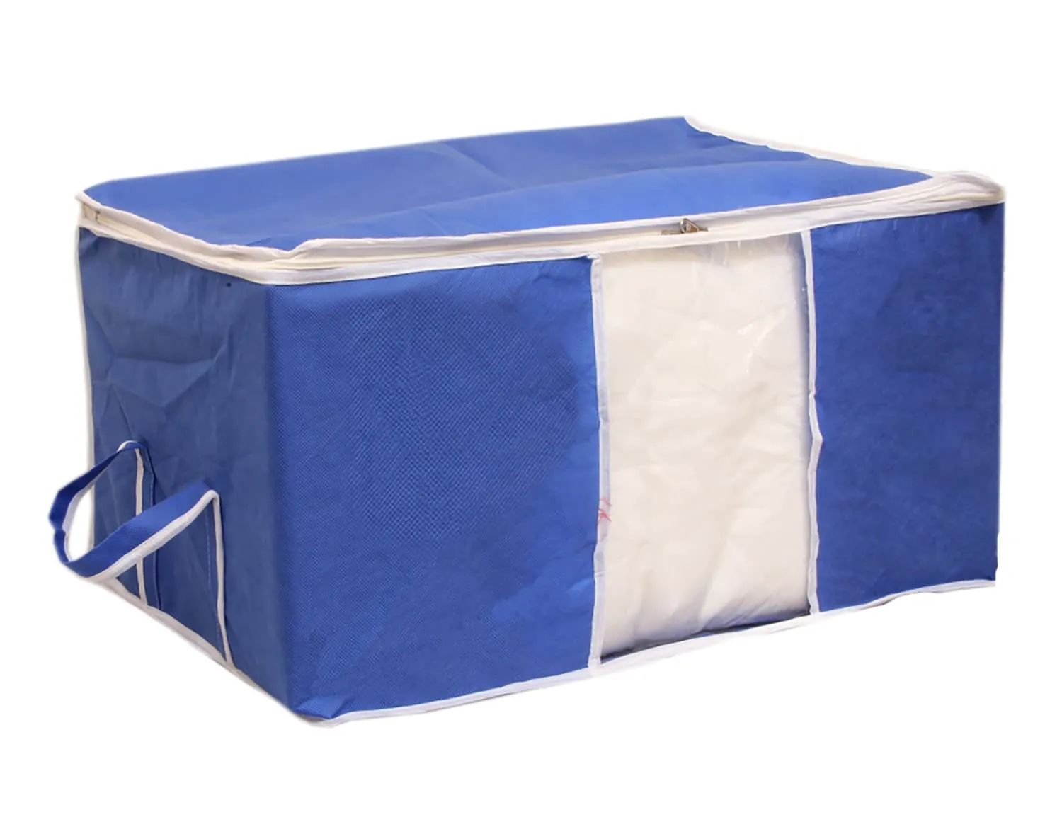 Heart Home Non Woven Underbed Storage Bag With Transparent Window- Pack of 2 (Blue)-HS43HEARTH26720