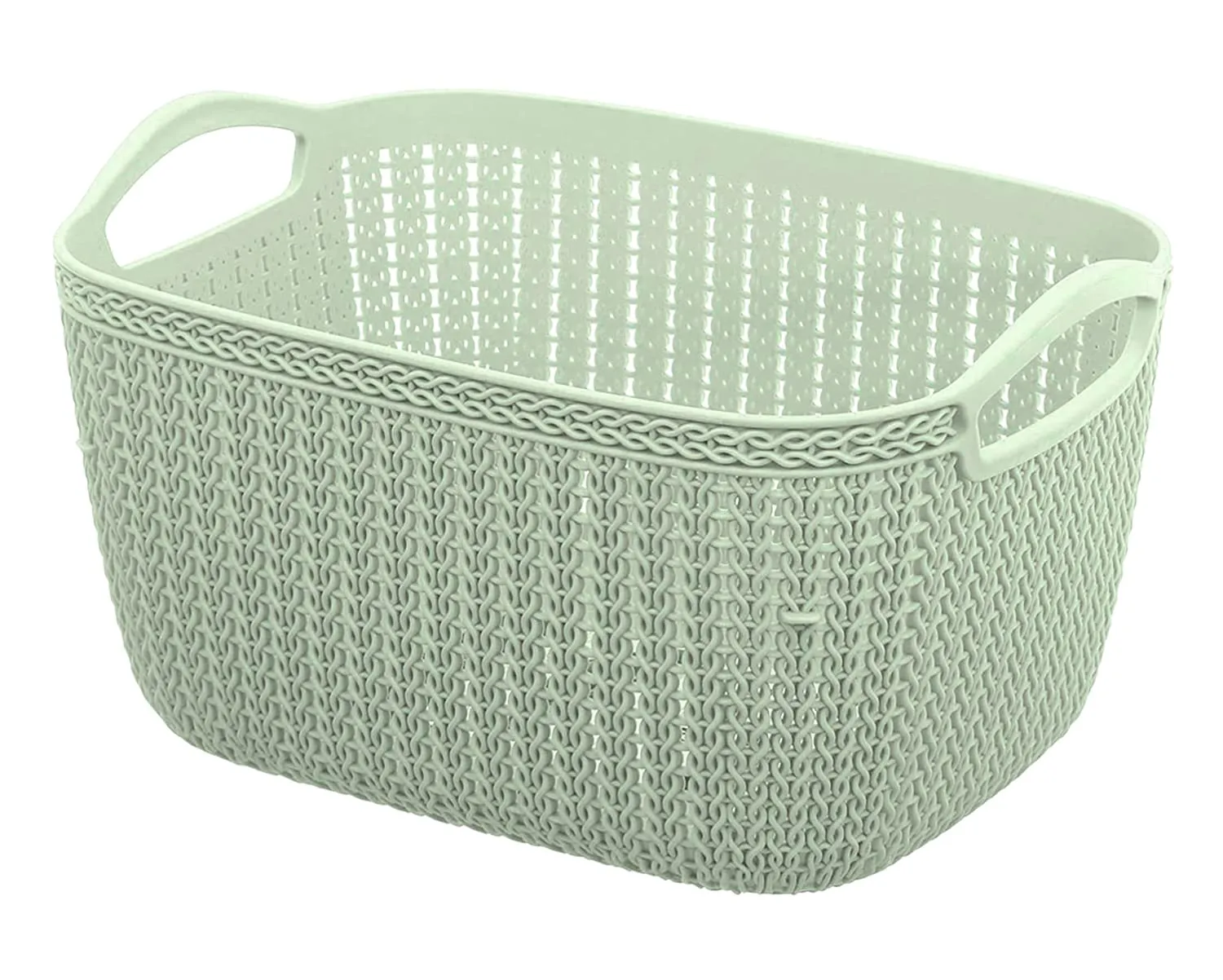 Heart Home Q-5 Designer Plastic Storage Basket For Store Fruits, Vegetables, Magazines, Cosmetics, Stationary Pack of 3 (Green)-50HH01626