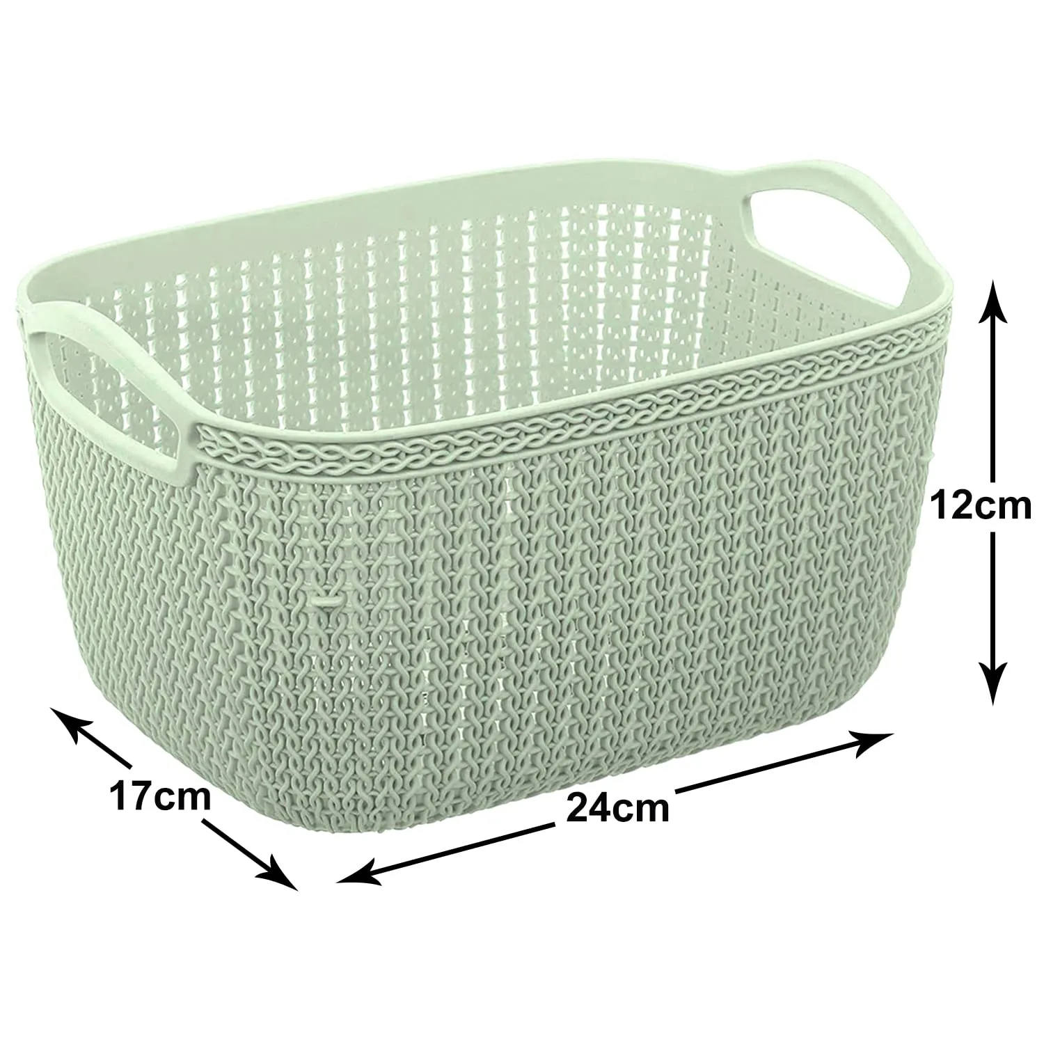 Heart Home Q-5 Designer Plastic Storage Basket For Store Fruits, Vegetables, Magazines, Cosmetics, Stationary Pack of 3 (Green)-50HH01626