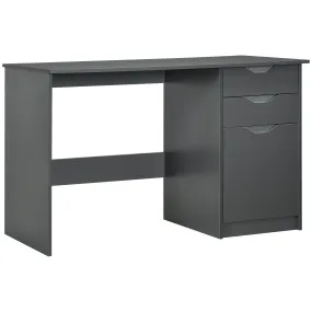 High Gloss Computer Desk with Drawers, Modern Writing Workstation with Storage Cabinet, PC Study Table for Home, Office, Study, Grey