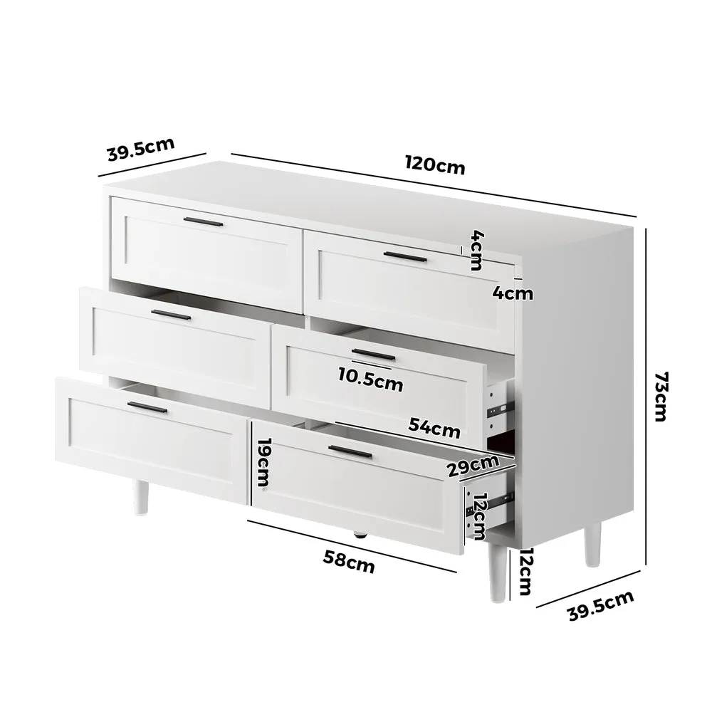 HVÍTUR 6 Chest of Drawers Dresser Tallboy White