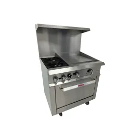 IKON - IR-2B-24MG-36, 36" Gas Range With 24"Griddle & 2 Burners 153,000 BTU