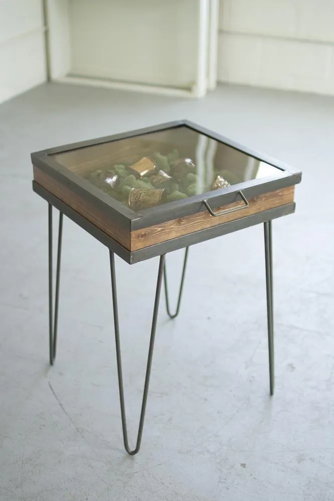 Kalalou Display Table With Hinged Glass Top