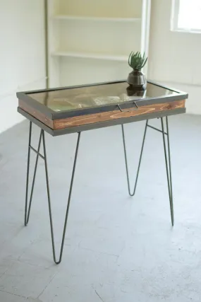 Kalalou Display Table With Hinged Glass Top