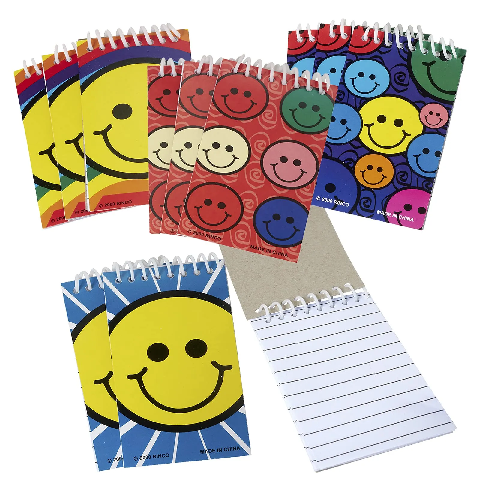 Kicko Spiral Smile Notebook - Pack of 12-20 Page Cute Emoticon Notebook - Emoji Notebook