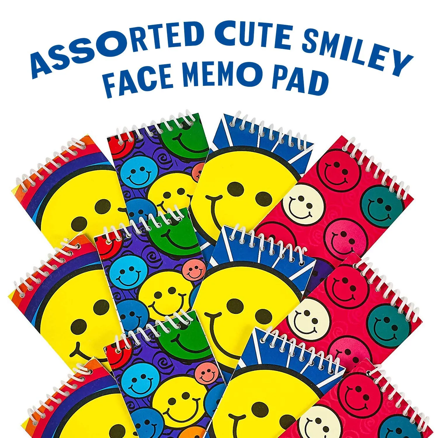 Kicko Spiral Smile Notebook - Pack of 24-20 Page Cute Emoticon Notebook - Emoji Notebook