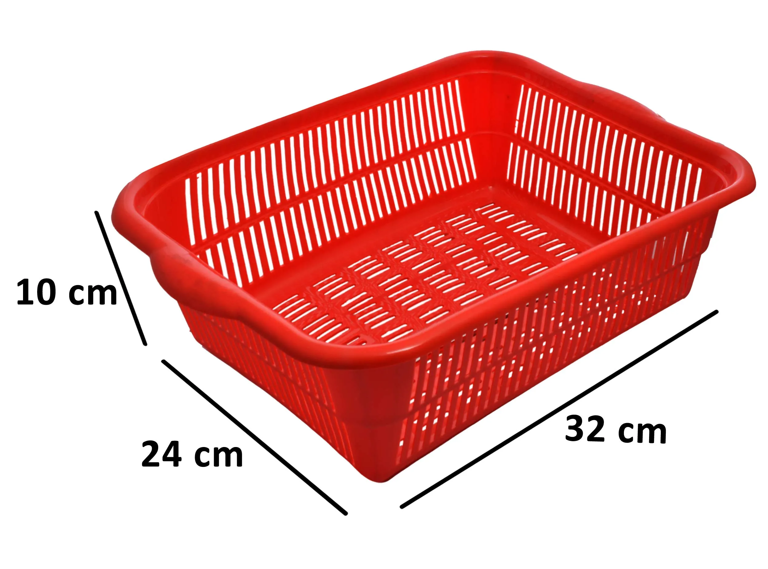 Kuber Industries Plastic 2 Pieces Kitchen Small Size Vegetables and Fruits Washing Basket Dish Rack Multipurpose Organizers (Red)-KUBERMART580