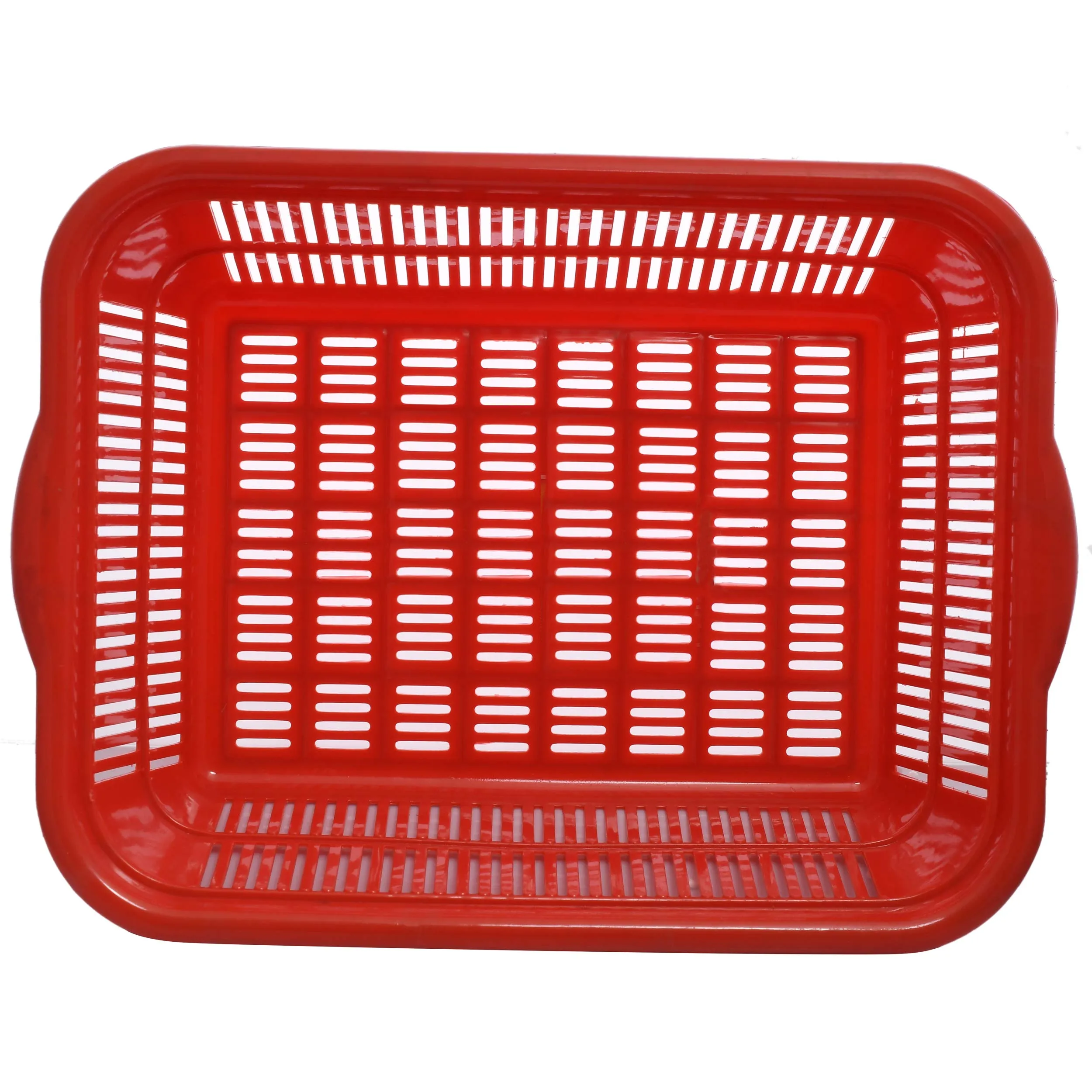 Kuber Industries Plastic 2 Pieces Kitchen Small Size Vegetables and Fruits Washing Basket Dish Rack Multipurpose Organizers (Red)-KUBERMART580