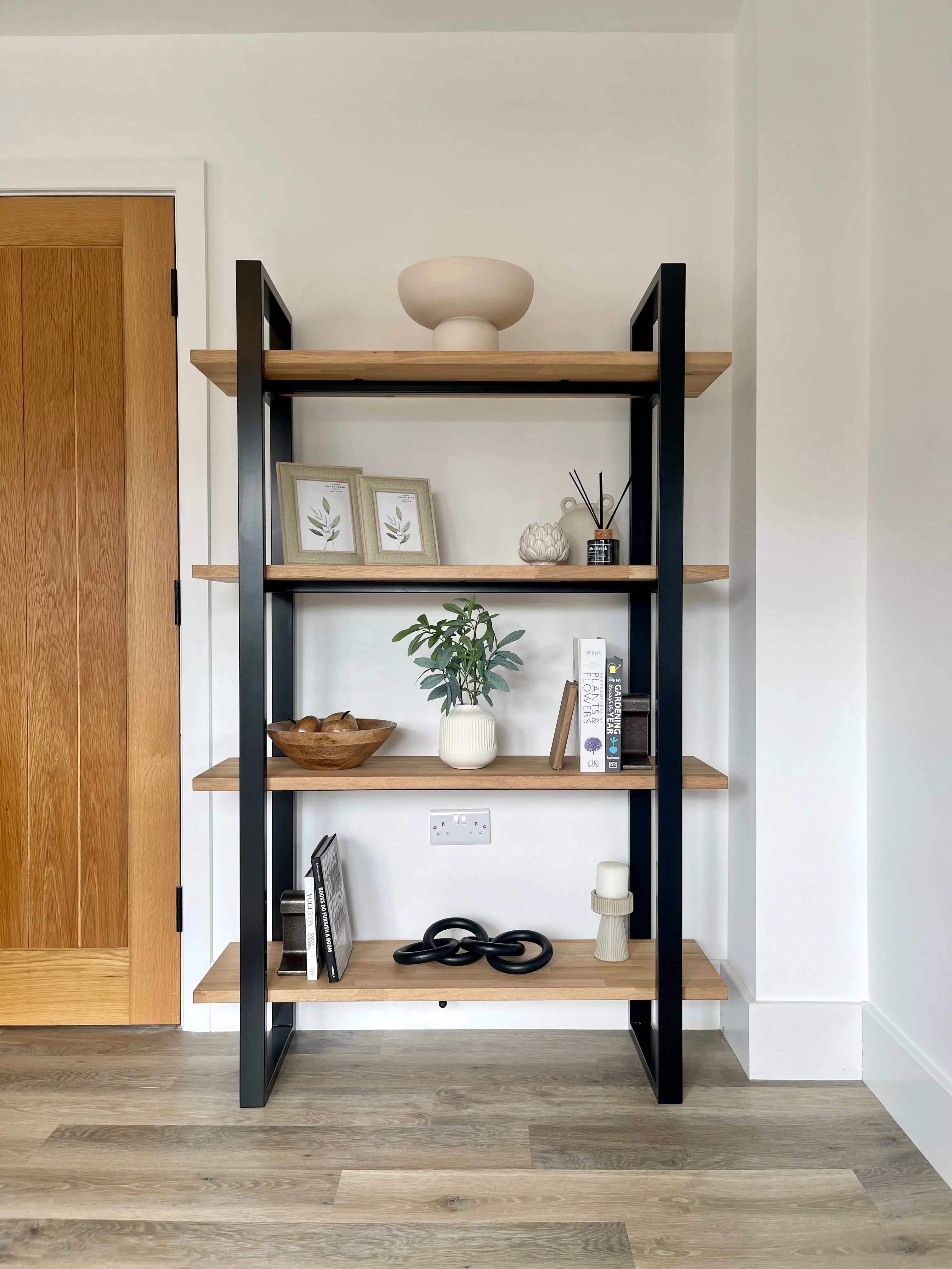 Landon Oak Metal Bookcase