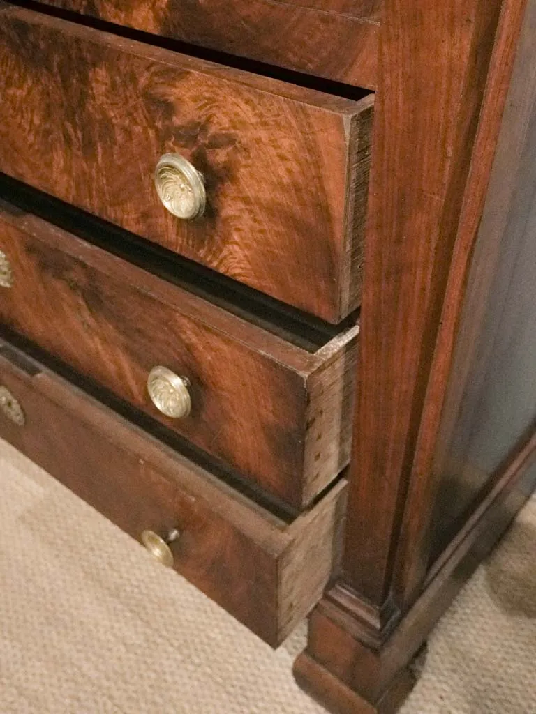 Late 18th-Century Directoire Mahogany Drop-Front Secretary Desk w/ Marble Top 59½"