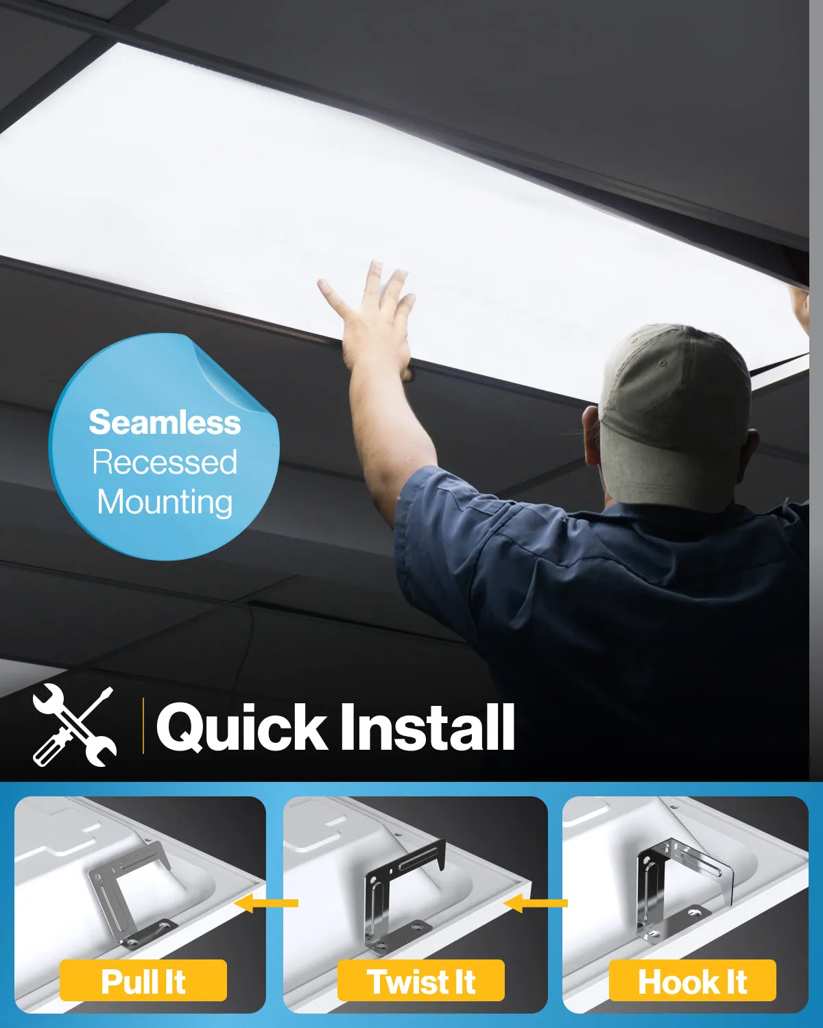 LED Ceiling Panel Light, 50W, 2x4, Selectable CCT, 5500 Lumens