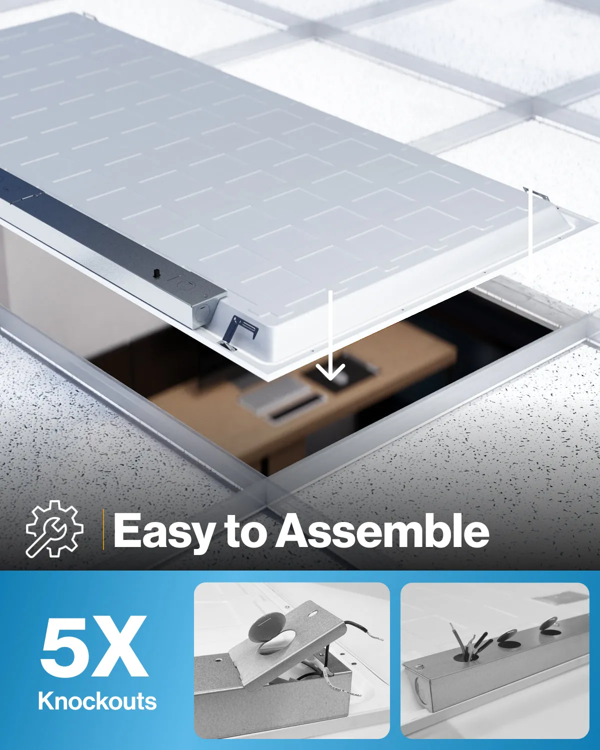 LED Ceiling Panel Light, 50W, 2x4, Selectable CCT, 5500 Lumens