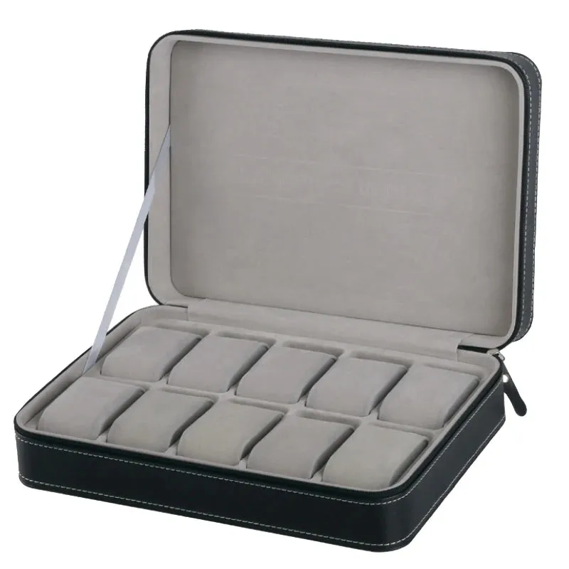 Luxury Zippered  Watch Storage Orgonizers Travel Boxes for 6/10/12 Slots