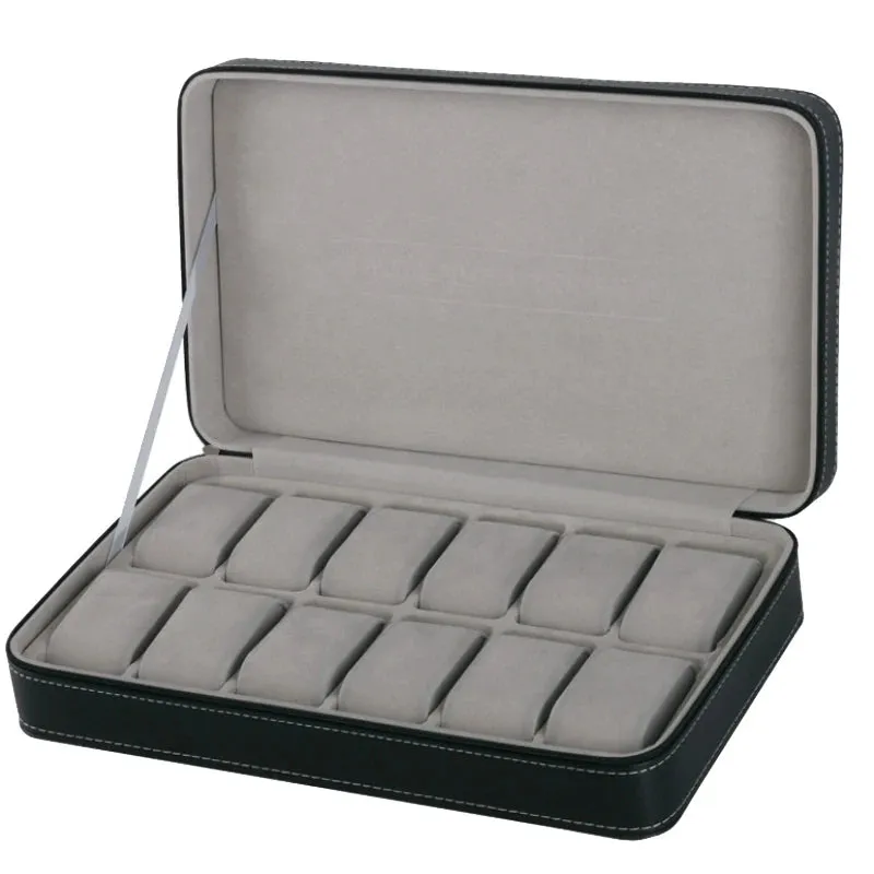 Luxury Zippered  Watch Storage Orgonizers Travel Boxes for 6/10/12 Slots