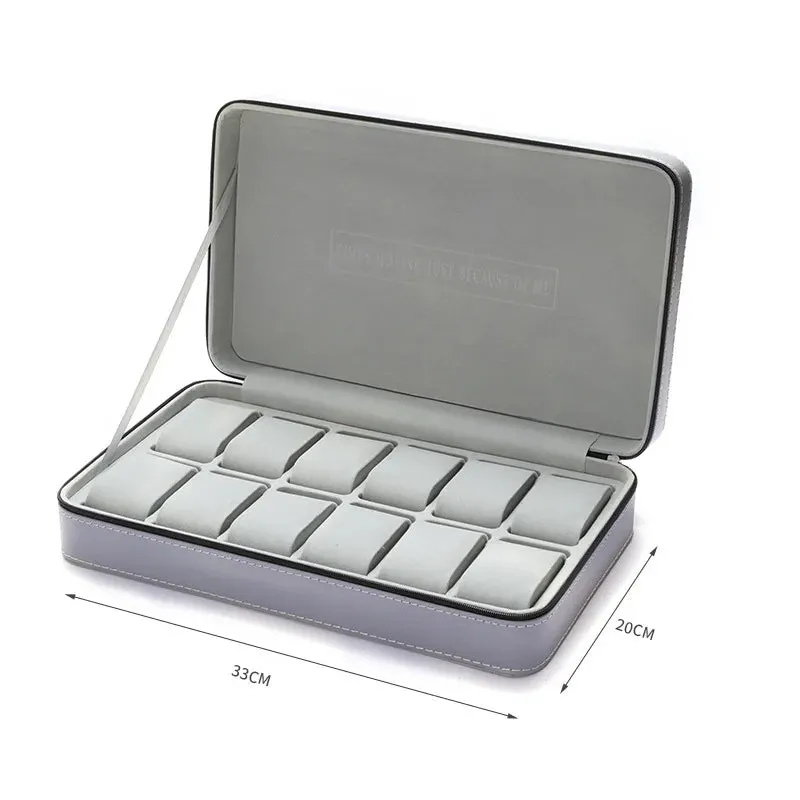 Luxury Zippered  Watch Storage Orgonizers Travel Boxes for 6/10/12 Slots