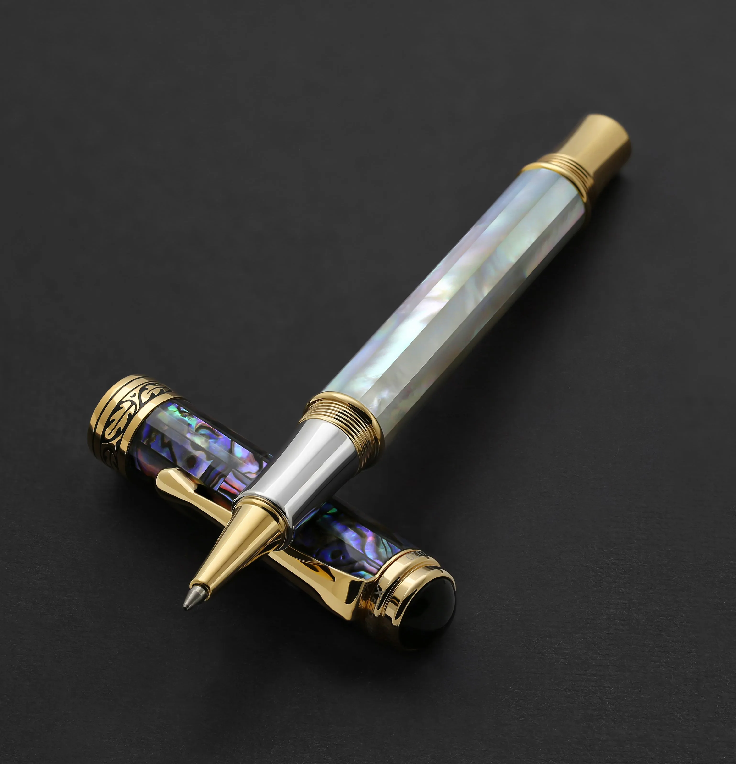 Maestro® 18K Gold Plated Rollerball Pen - Oceanic White Mother of Pearl & Paua Abalone