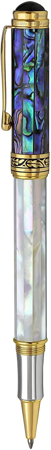 Maestro® 18K Gold Plated Rollerball Pen - Oceanic White Mother of Pearl & Paua Abalone