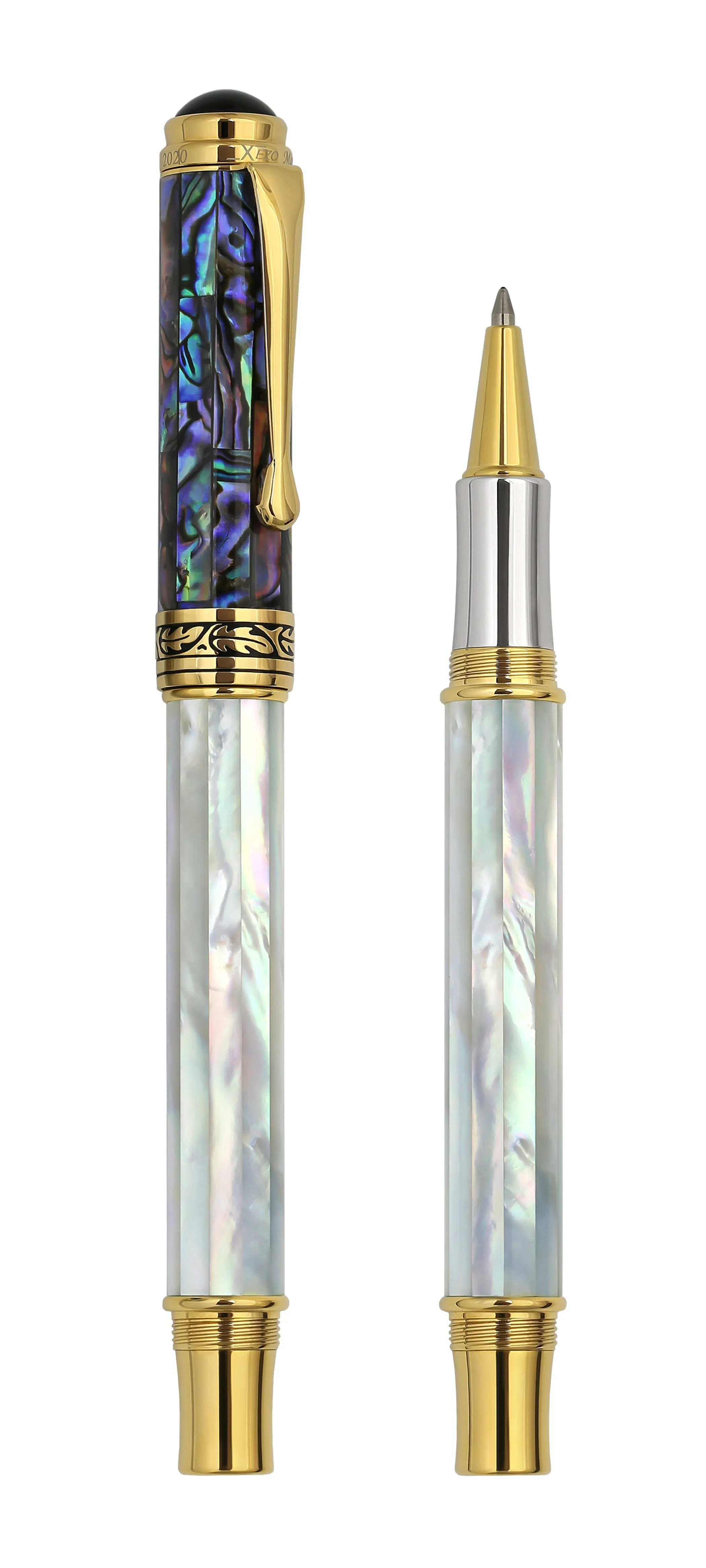 Maestro® 18K Gold Plated Rollerball Pen - Oceanic White Mother of Pearl & Paua Abalone