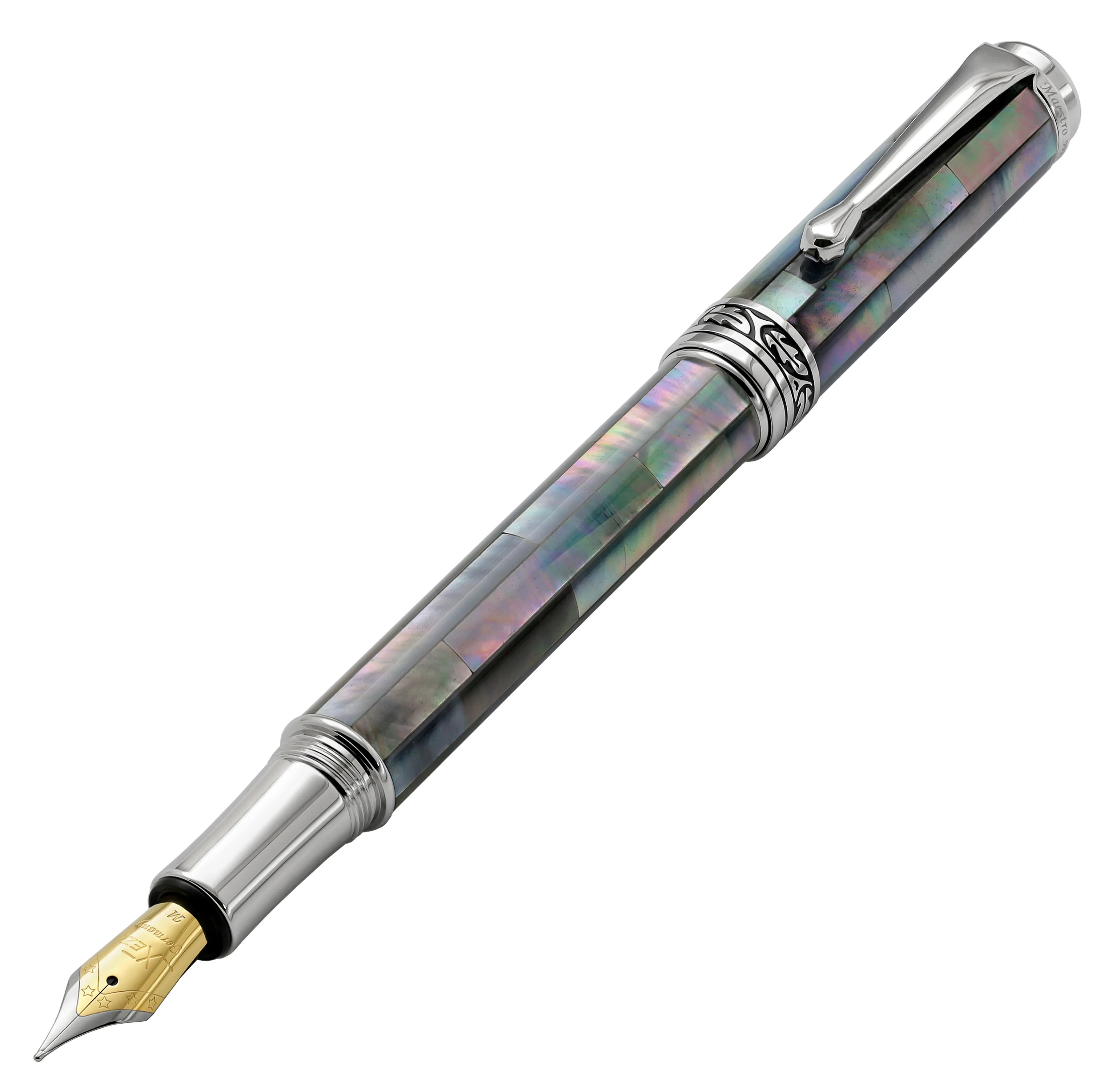 Maestro® Black Mother of Pearl & Platinum Plated Fountain Pen (Medium Nib)