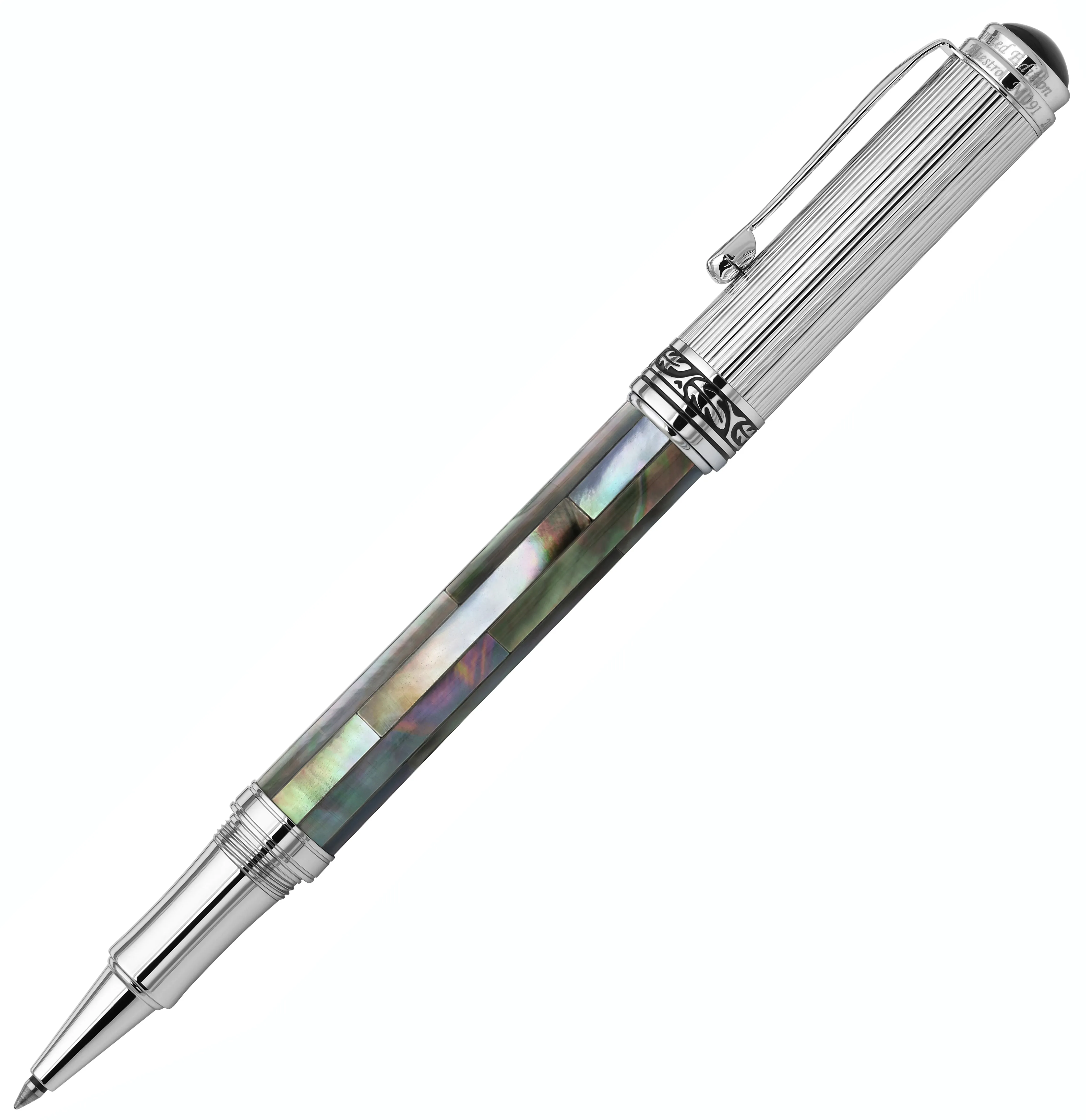 Maestro® Black Mother of Pearl Rollerball Pen - Chrome Plated