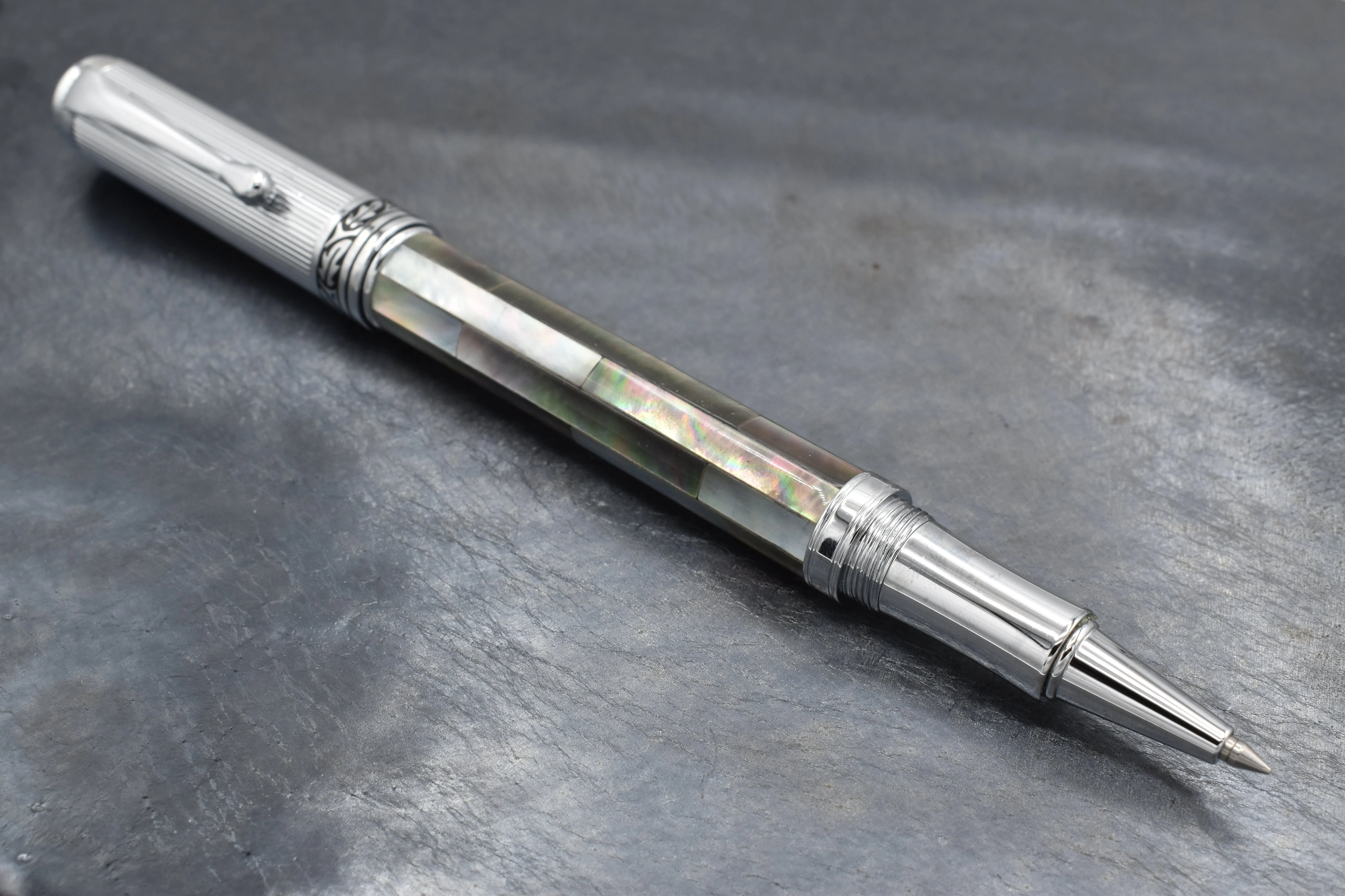 Maestro® Black Mother of Pearl Rollerball Pen - Chrome Plated