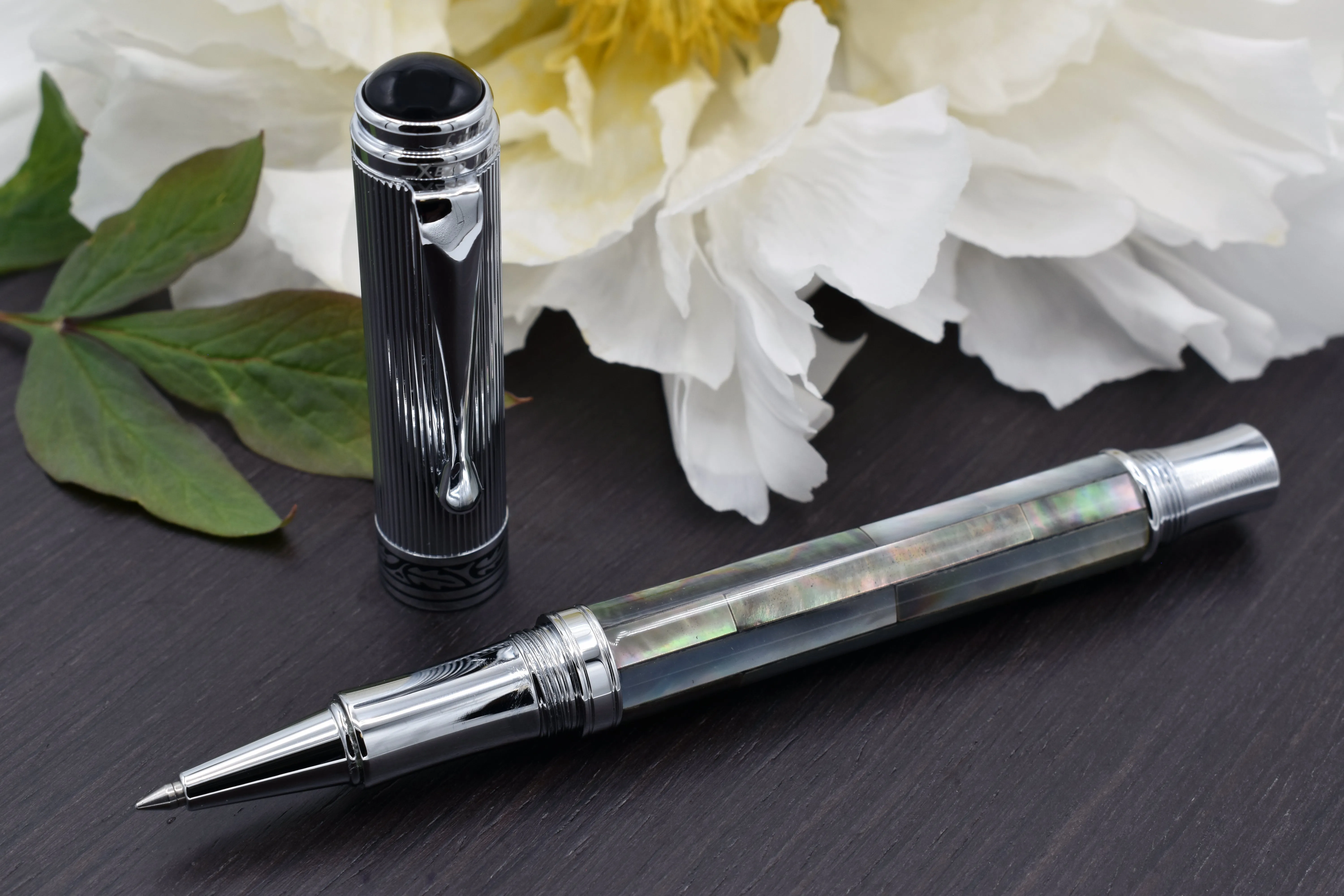 Maestro® Black Mother of Pearl Rollerball Pen - Chrome Plated