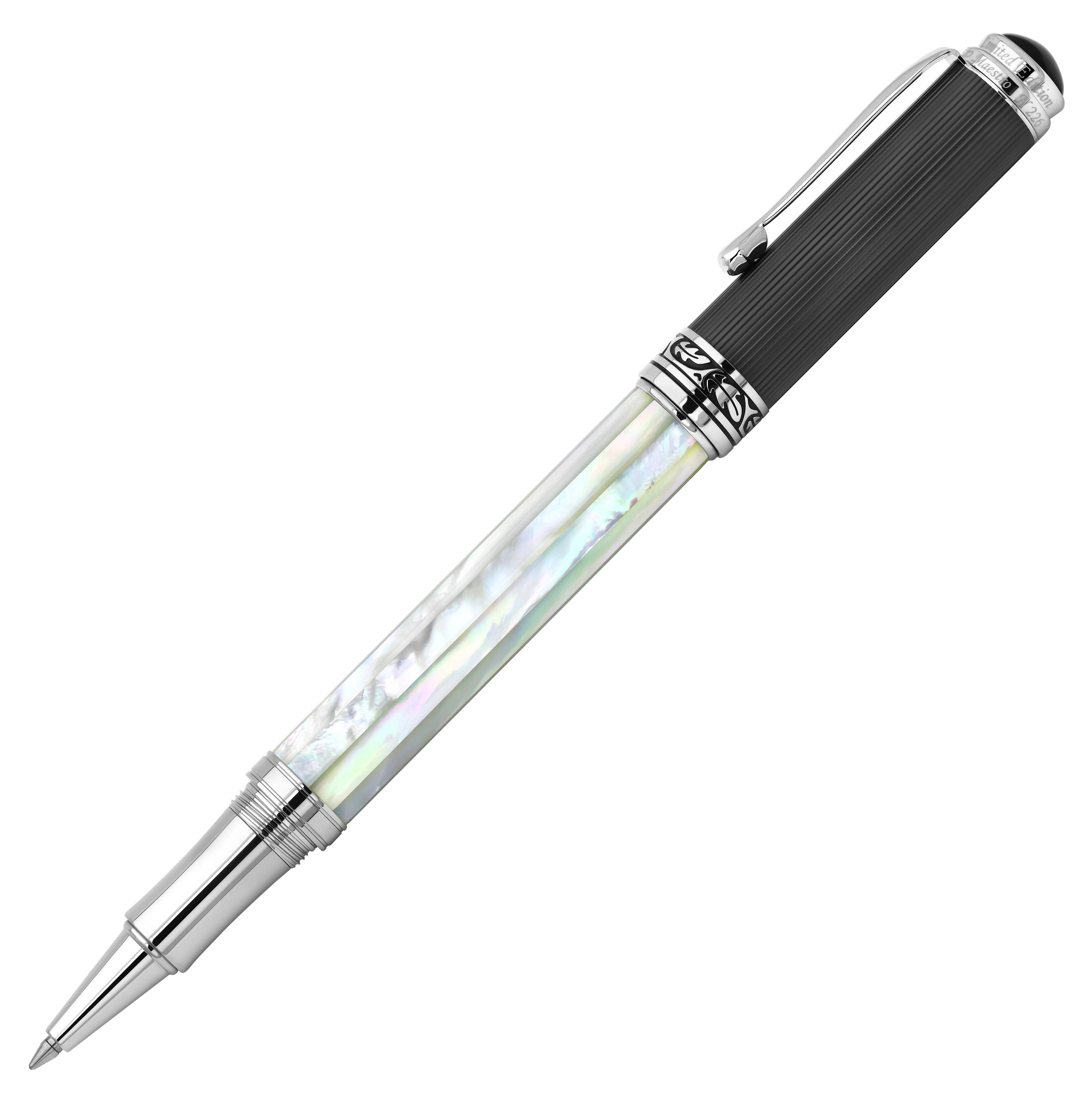 Maestro® Oceanic White Mother of Pearl Rollerball Pen - DLC (Diamond-Like Coating) PVD Cap