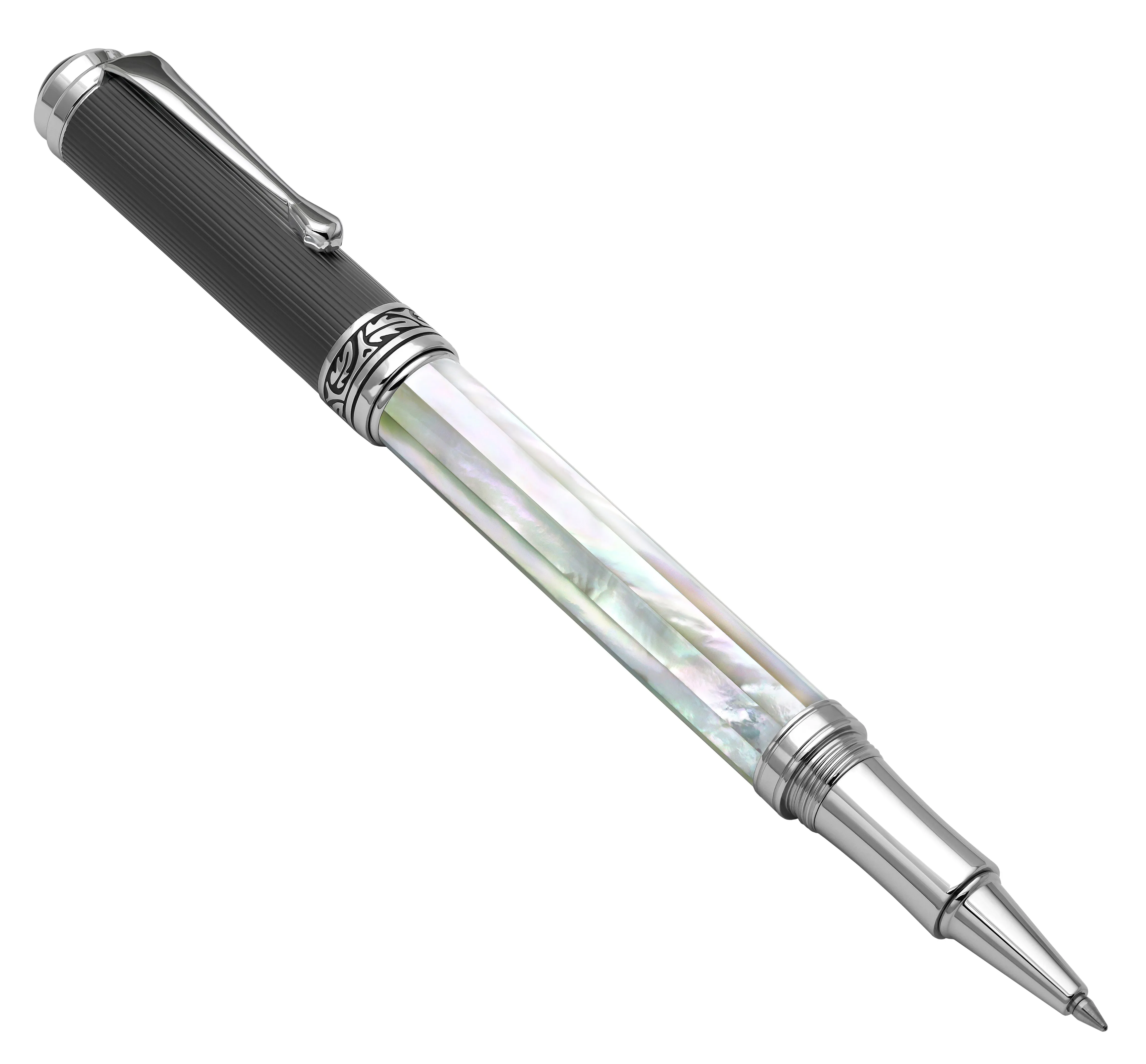 Maestro® Oceanic White Mother of Pearl Rollerball Pen - DLC (Diamond-Like Coating) PVD Cap