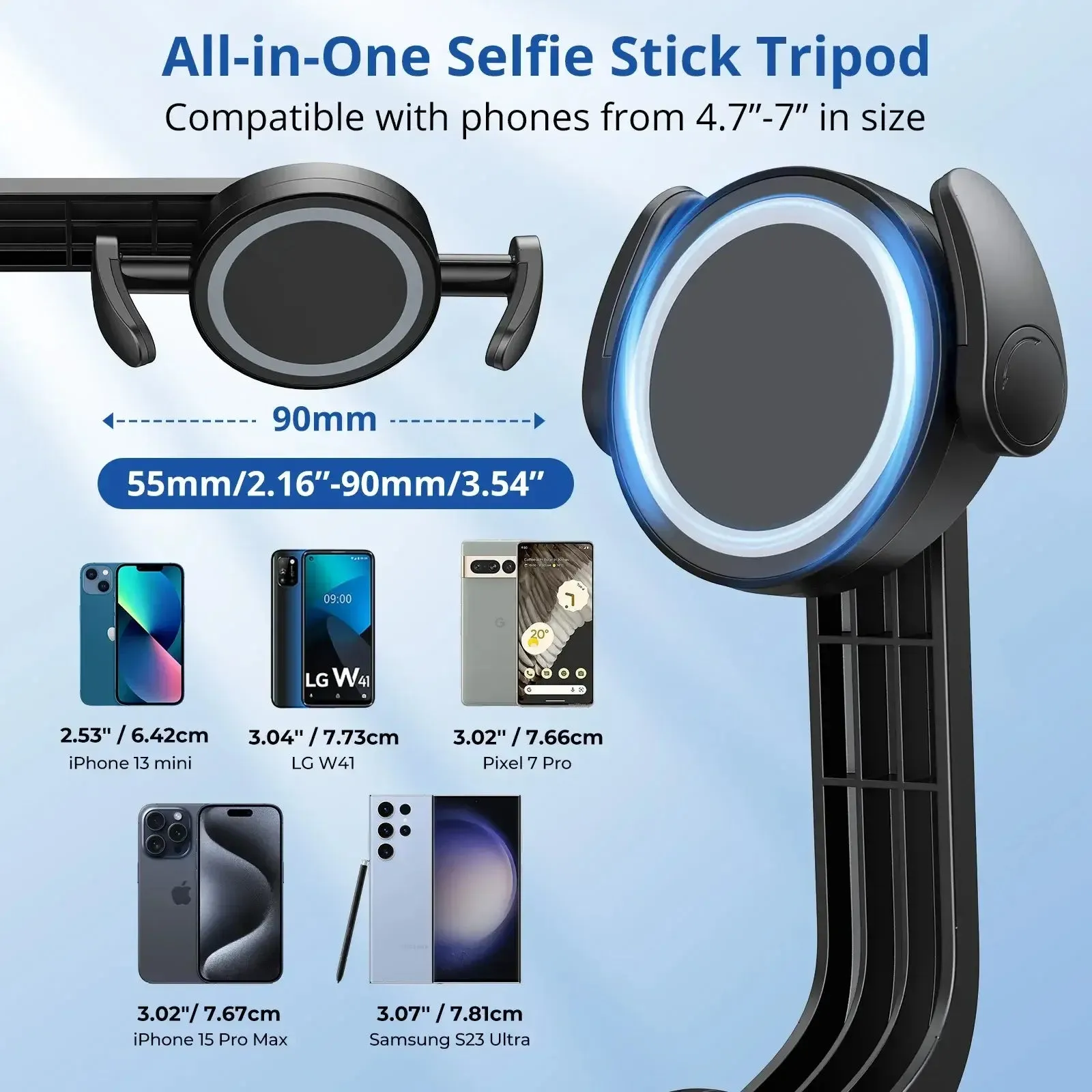 Magnetic & 360° Rotatable Selfie Stick Tripod