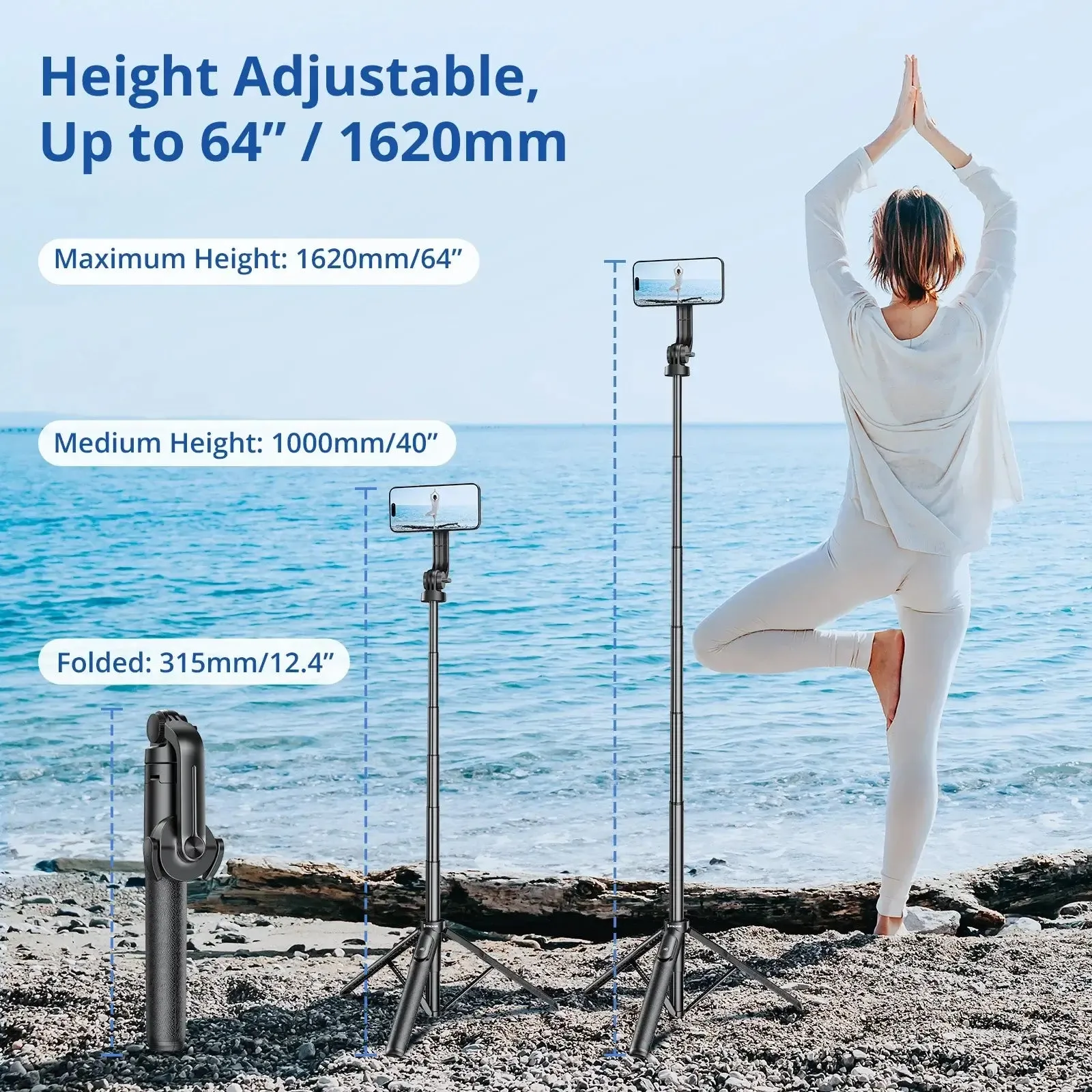 Magnetic & 360° Rotatable Selfie Stick Tripod