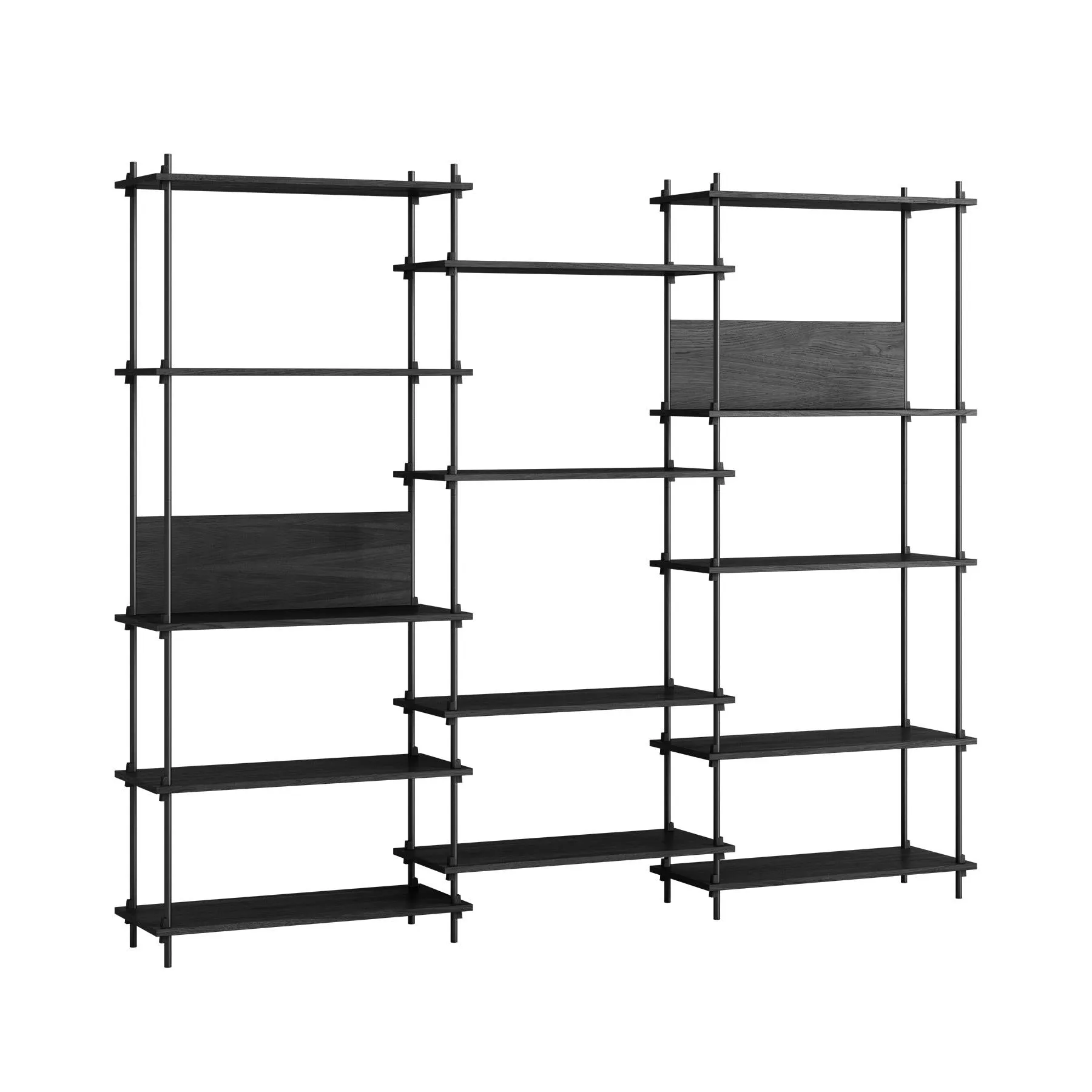 MOEBE triple shelving system with 2 L shelves