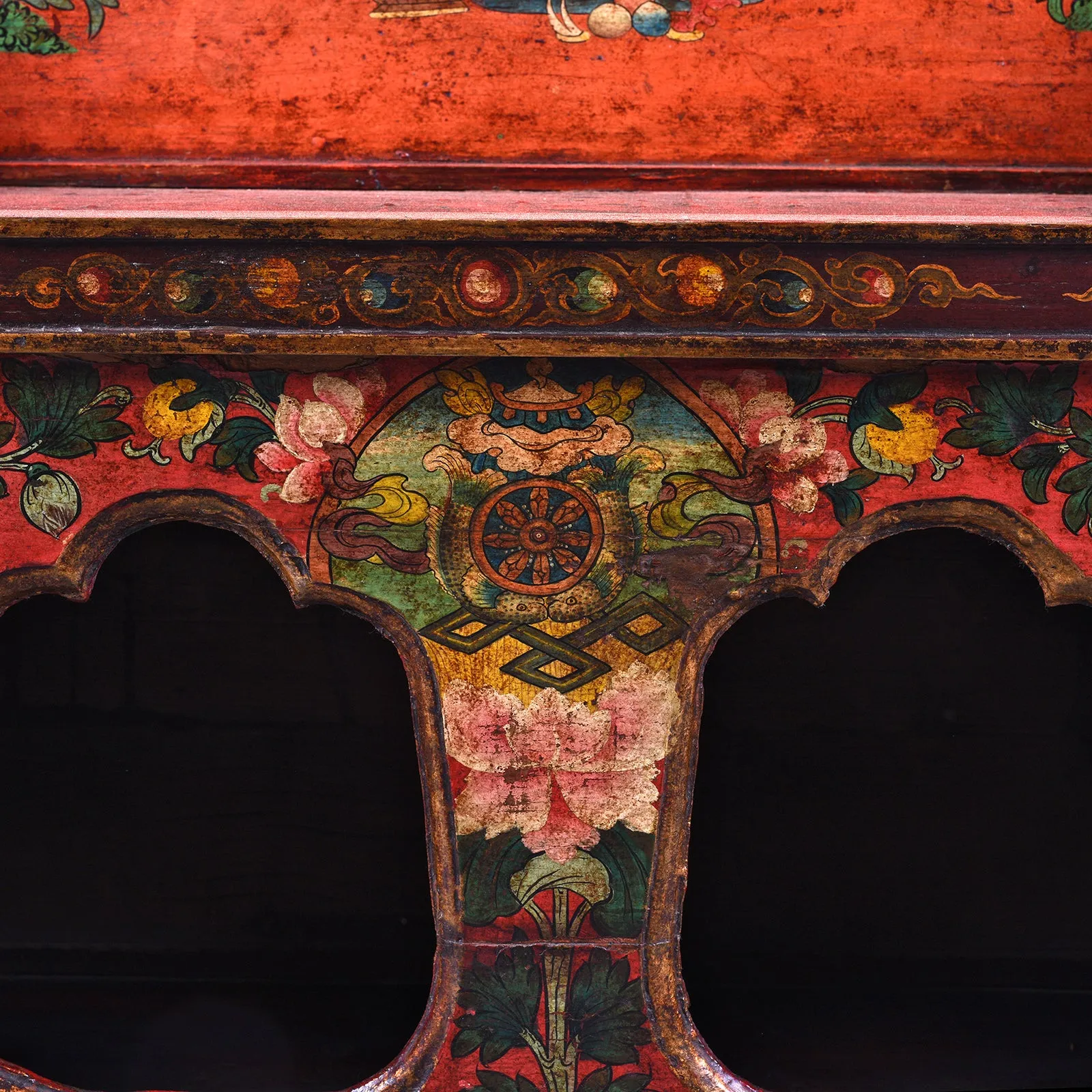 Painted Pegam Prayer Table From Tibet - Ca 1900