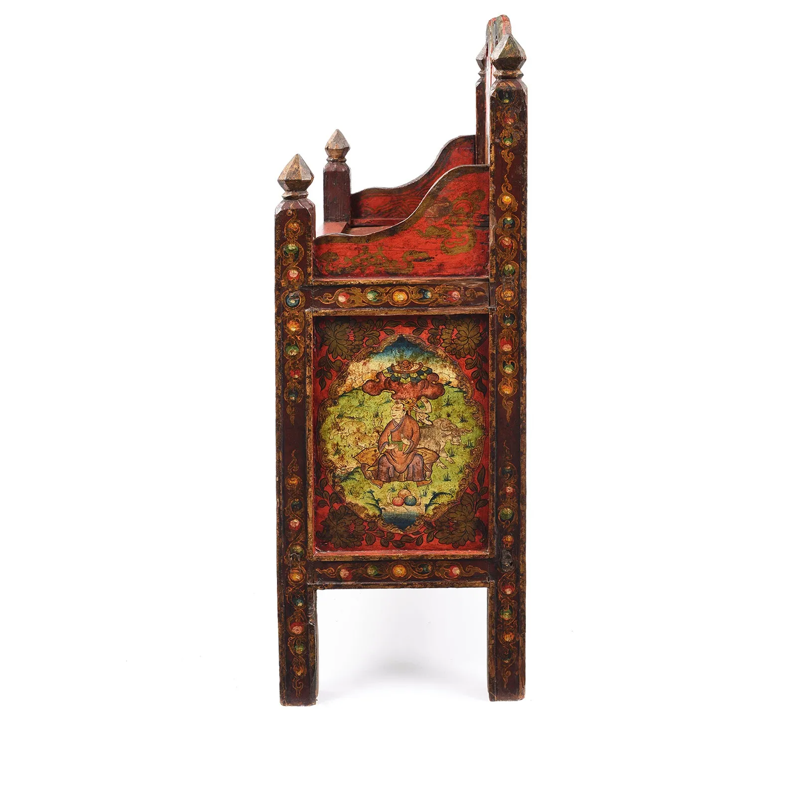 Painted Pegam Prayer Table From Tibet - Ca 1900