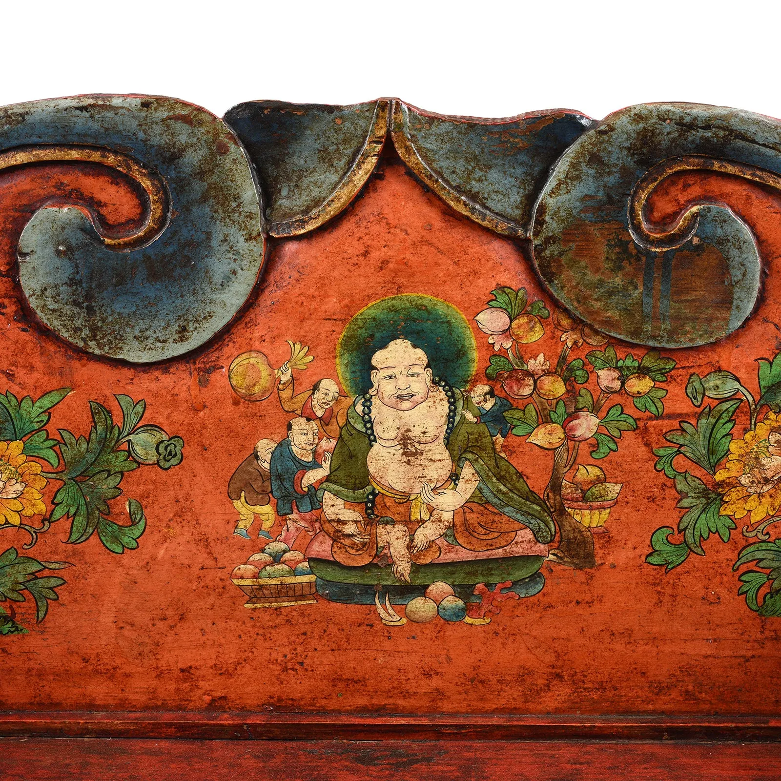 Painted Pegam Prayer Table From Tibet - Ca 1900