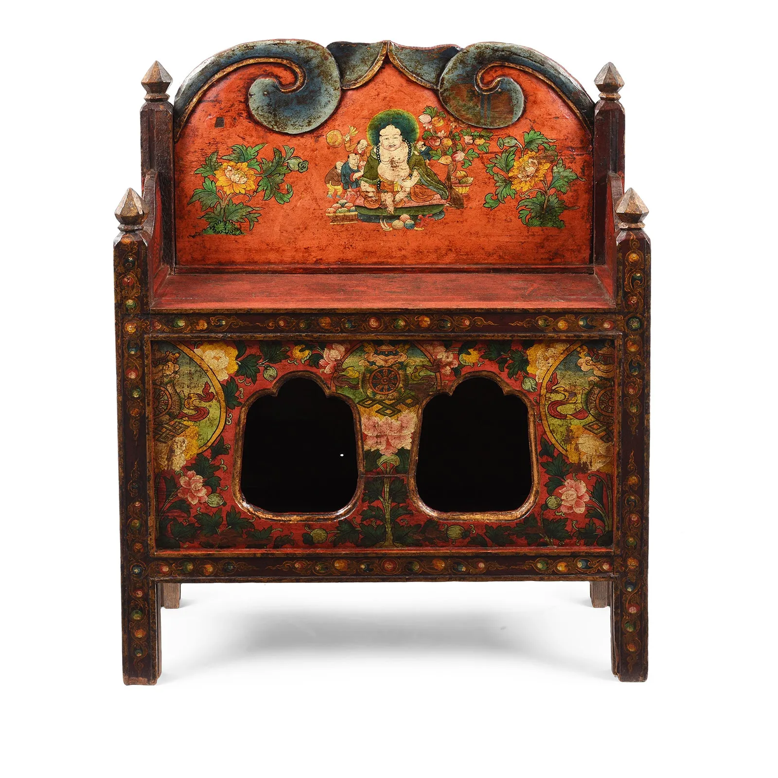 Painted Pegam Prayer Table From Tibet - Ca 1900