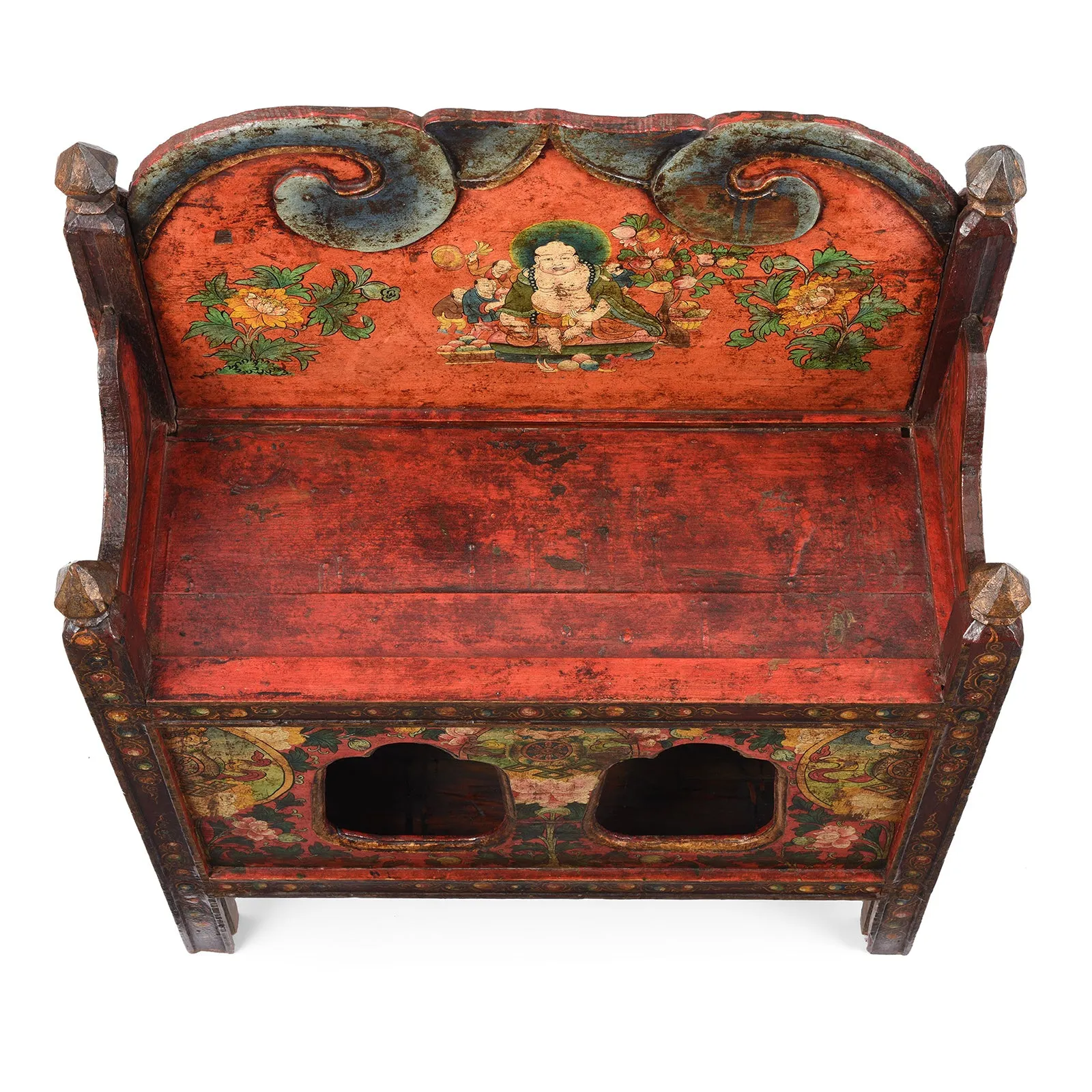 Painted Pegam Prayer Table From Tibet - Ca 1900