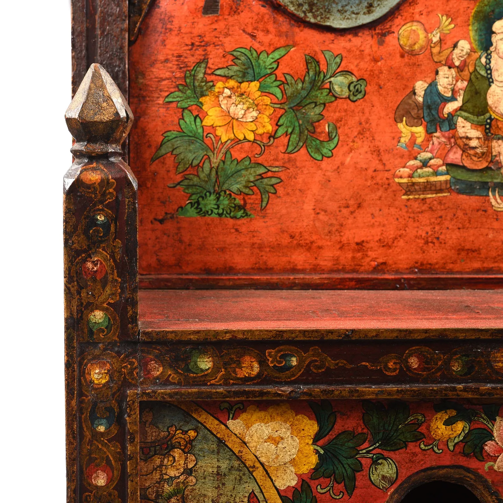 Painted Pegam Prayer Table From Tibet - Ca 1900