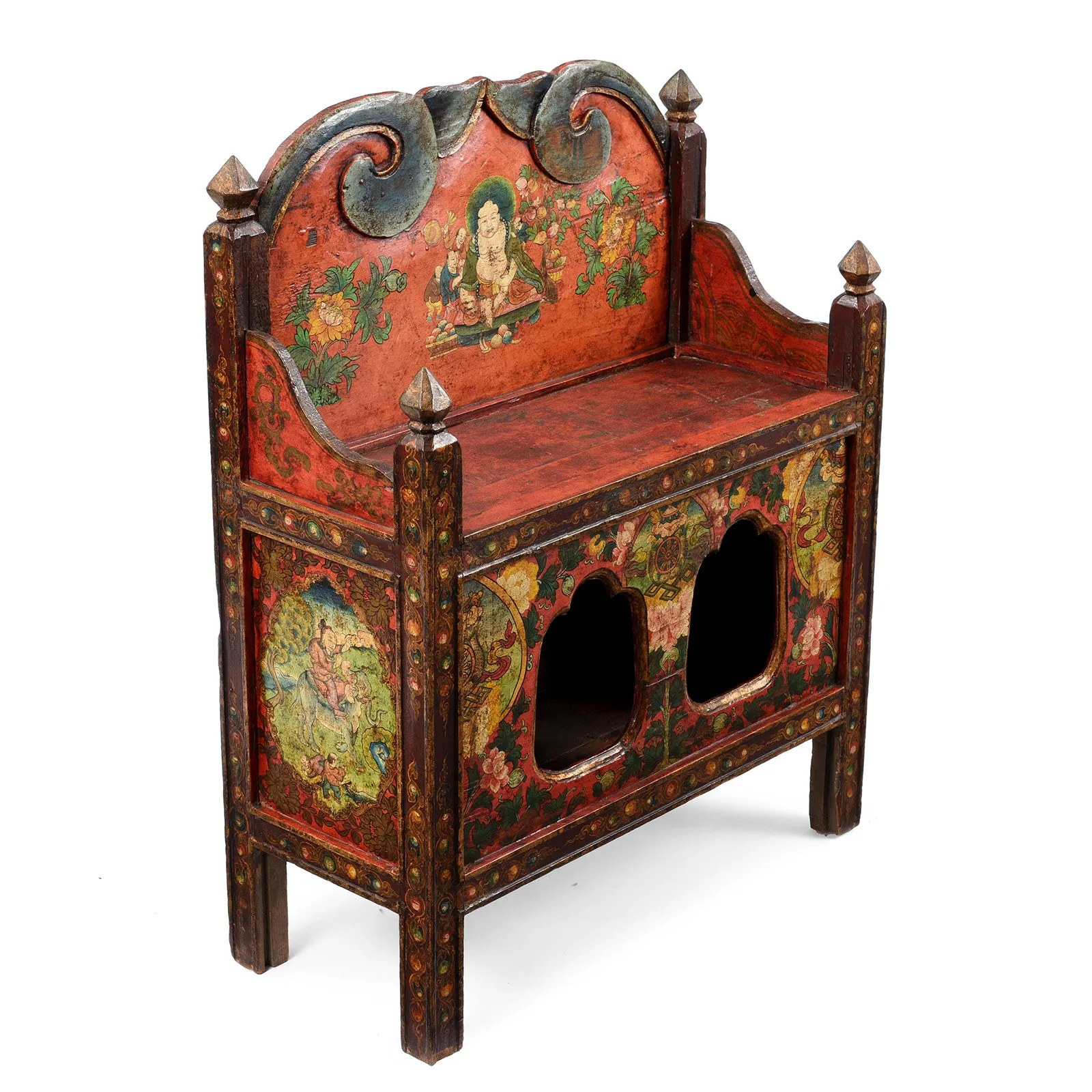 Painted Pegam Prayer Table From Tibet - Ca 1900