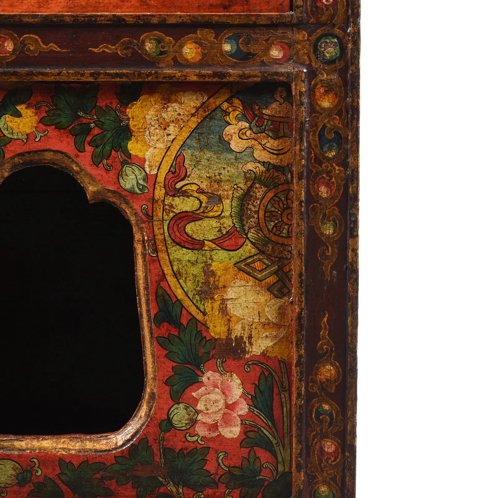 Painted Pegam Prayer Table From Tibet - Ca 1900