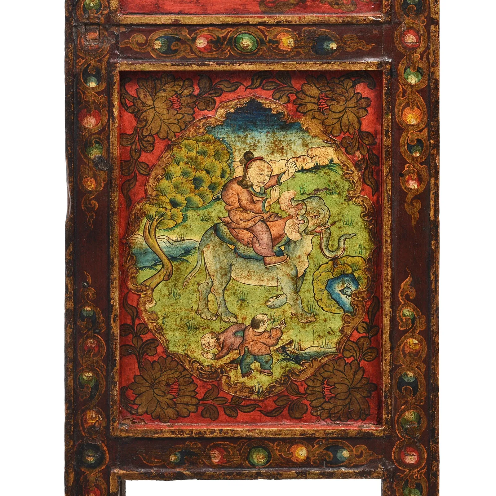 Painted Pegam Prayer Table From Tibet - Ca 1900