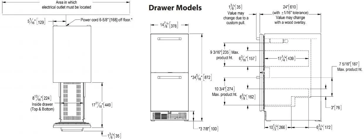 Perlick 15 inch Signature Series 2.8 cu ft Drawer Refrigerator HP15RO-4-5