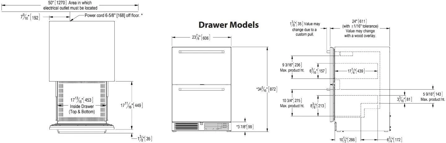 Perlick 24 inch Signature Series 5.2 cu ft Drawer Refrigerator HP24RO-4-5