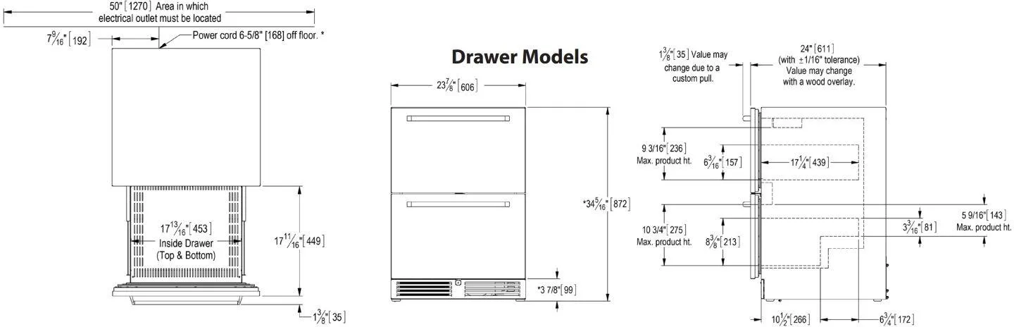 Perlick 24 inch Signature Series 5.2 cu ft Drawer Refrigerator HP24RO-4-6