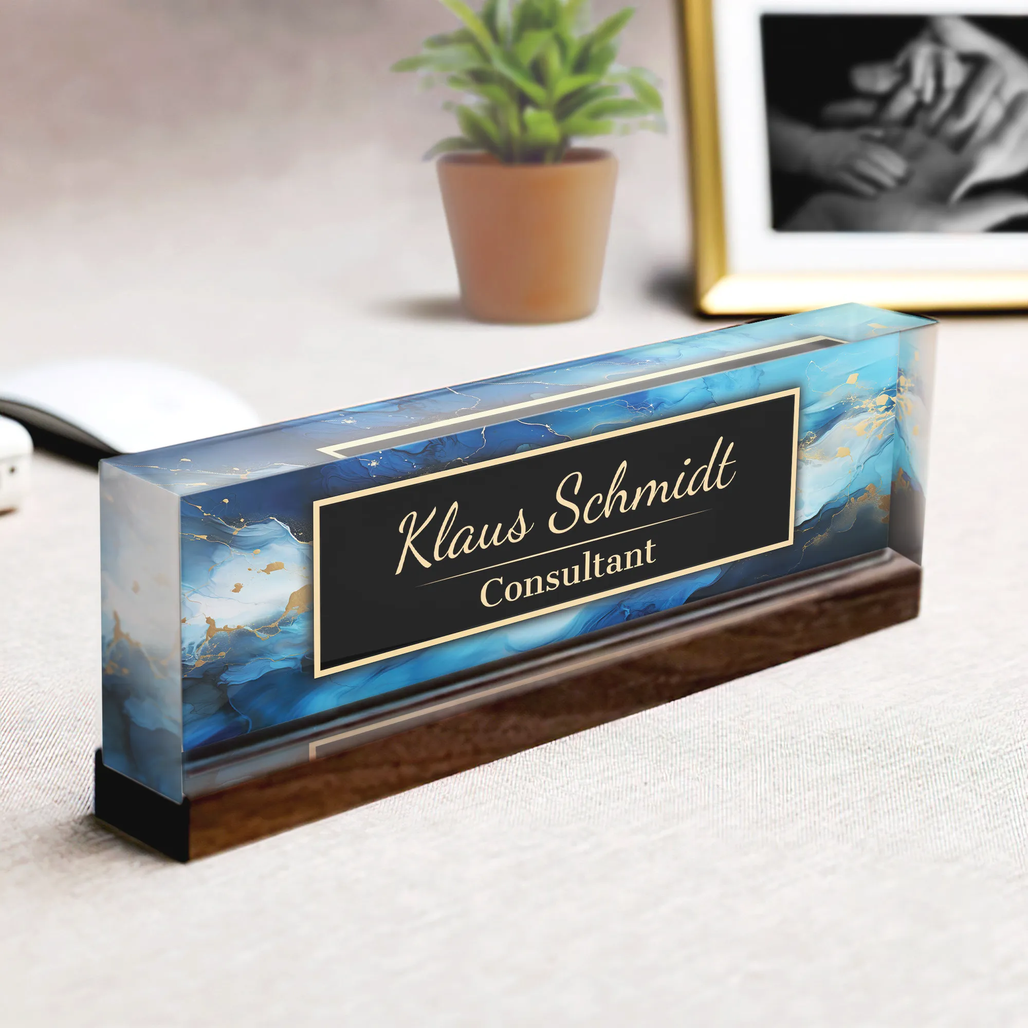 Personalized Foral Desk Name Plate, Custom Acrylic Desk Name TD81-65