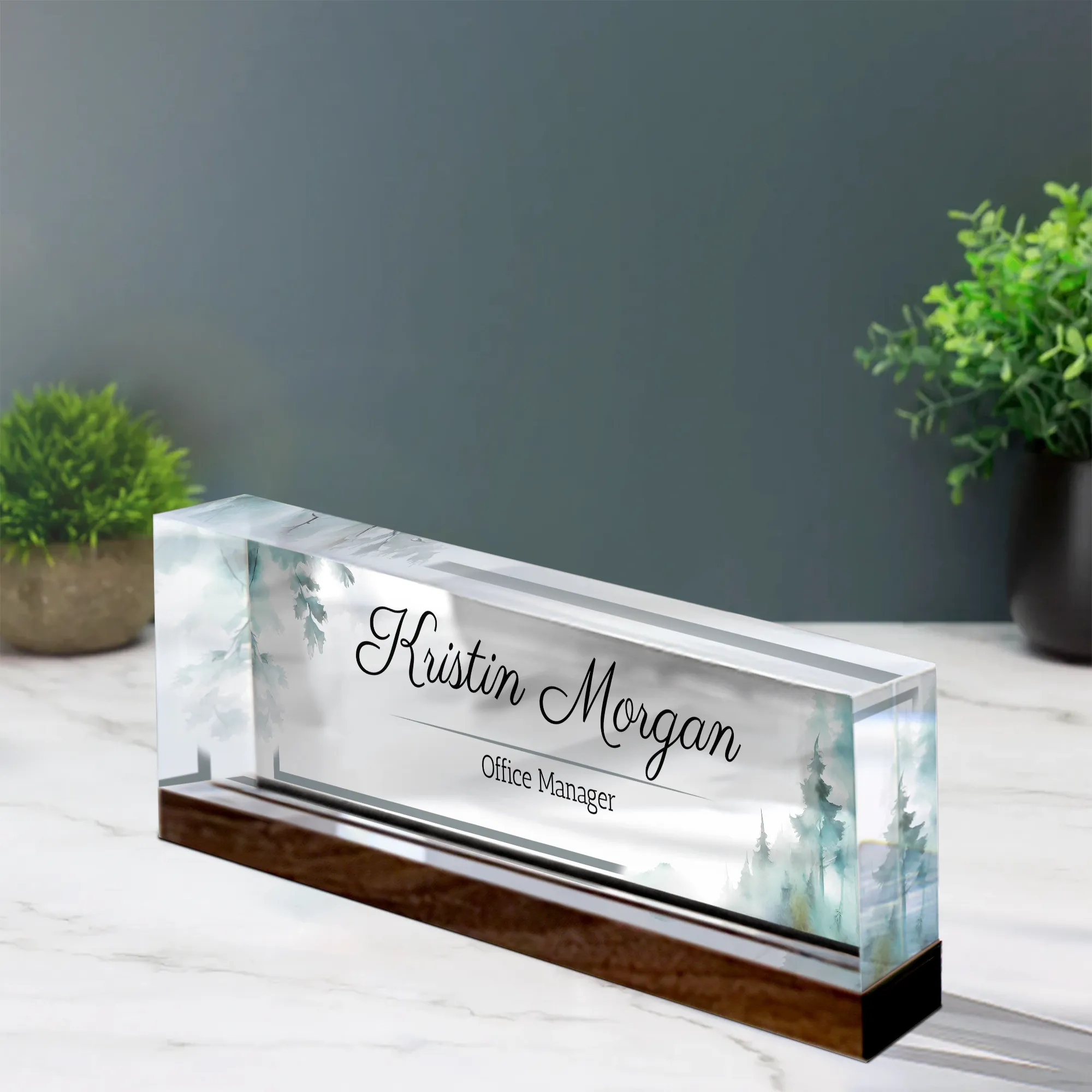 Personalized Foral Desk Name Plate, Custom Acrylic Desk Name TD81-65