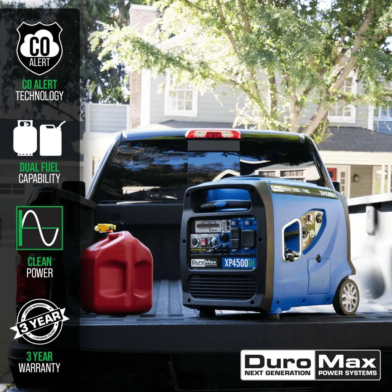 REFURB DuroMax XP4500iH 4,500 Peak Watt Dual Fuel Inverter Generator With Carbon Monoxide Detectors   UBS Ports (Grade A)